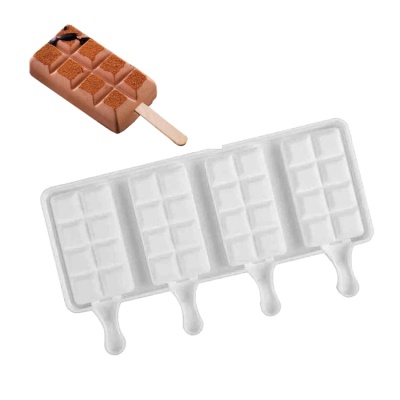 картинка Форма силиконовая для мороженого - "Шоколадные плитки" 50*90 мм, 4 ячейки от магазина Crumble-shop.ru