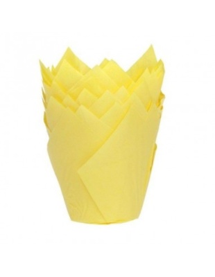 картинка Бумажные формы для выпечки - "Тюльпан", Желтый, 50мм. 25 шт от магазина Crumble-shop.ru