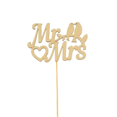 картинка Топпер деревянный - "Мистер и Миссис"  от магазина Crumble-shop.ru