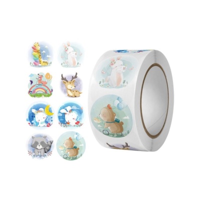 картинка Стикер - "Милые животные", d 2,5 см (500 шт) от магазина Crumble-shop.ru