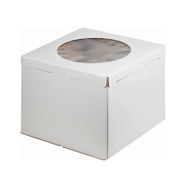 картинка Упаковка для торта 3 кг 300*300*190 с окном (белая) гофрокартон от магазина Crumble-shop.ru