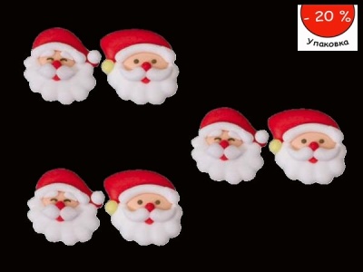 картинка Сахарные фигурки - "Лицо Деда Мороза" плоскостные, 240шт. (14252) от магазина Crumble-shop.ru