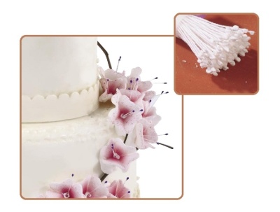 картинка Тычинки для цветов - Белые тонкие, 50 шт от магазина Crumble-shop.ru