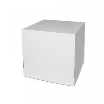 картинка Упаковка для торта 240*240*220 без окна из гофры (белая) от магазина Crumble-shop.ru