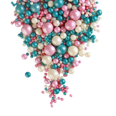 картинка Драже рисовое в глазури - "МИКС 243 темная бирюза/розовый/белый жемчуг", 1,5 кг от магазина Crumble-shop.ru