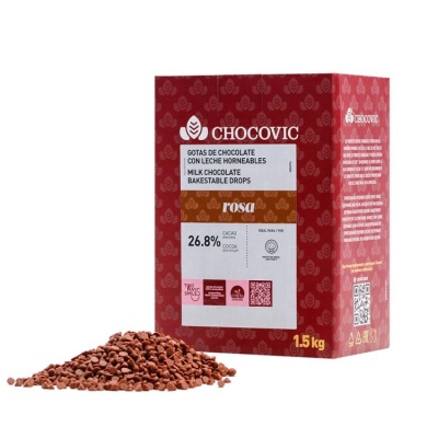 картинка Шоколадные молочные дропсы термостабильные Chocovic Rosa (500 гр) от магазина Crumble-shop.ru