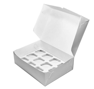картинка Коробка на 12 капкейков - Белая, 330*250*h100мм, 1 шт от магазина Crumble-shop.ru