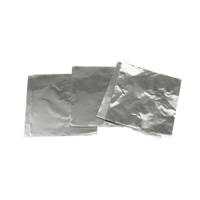 картинка Фольга оберточная для конфет - Серебрянная 10*10 см, 100 шт от магазина Crumble-shop.ru