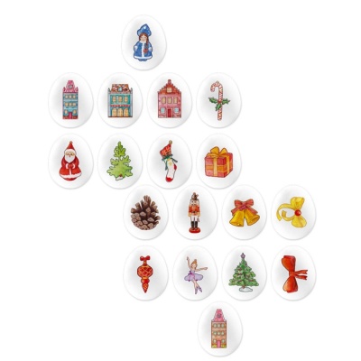 картинка Сахарные фигурки - "Мини-медальоны Новый год" d35х25мм (63 гр) от магазина Crumble-shop.ru