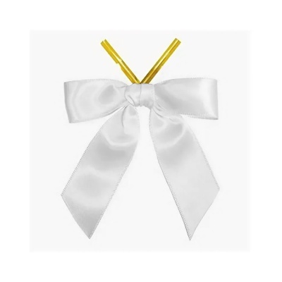 картинка Твист-лента для пакетиков с бантиком (Белая,10 см) 50 шт от магазина Crumble-shop.ru