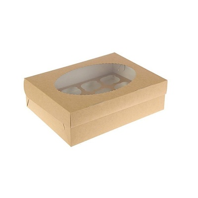 картинка Коробка на 12 капкейков с окном (ECO MUF 12), 25 шт от магазина Crumble-shop.ru