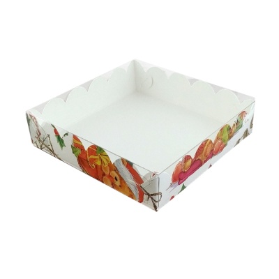 картинка Коробка для пряников с PVC крышкой 15*15*3 см - XMAS (1 шт) от магазина Crumble-shop.ru