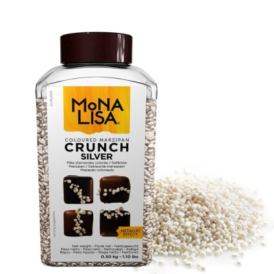 картинка Декор Mona Lisa Crunch Silver сахарные кусочки с миндалем (серебро) 50 гр от магазина Crumble-shop.ru