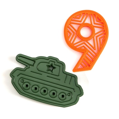 картинка Набор пластиковых вырубок - "Девятка и Танк" от магазина Crumble-shop.ru
