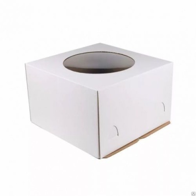 картинка Упаковка для торта 3 кг 300*300h190 с окном (белая) от магазина Crumble-shop.ru