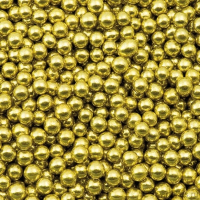 картинка Сахарные бусинки - Золотые, 7мм. 100 гр. от магазина Crumble-shop.ru