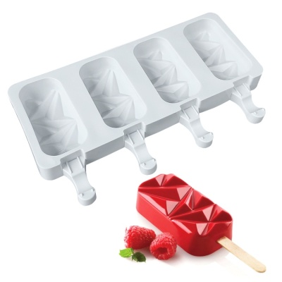 картинка Форма силиконовая для мороженого - "Эскимо с гранями" 4 ячейки от магазина Crumble-shop.ru