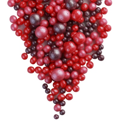 картинка Драже рисовое в глазури - "МИКС 178 Красный/малиновый/сиреневый жемчуг", 1,5 кг от магазина Crumble-shop.ru