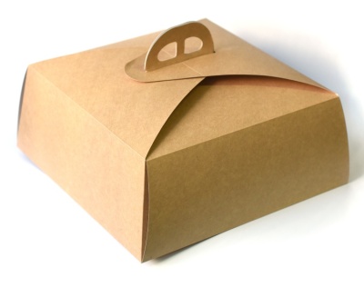 картинка Упаковка с ручкой для торта - Бежевая (285*285*115) от магазина Crumble-shop.ru