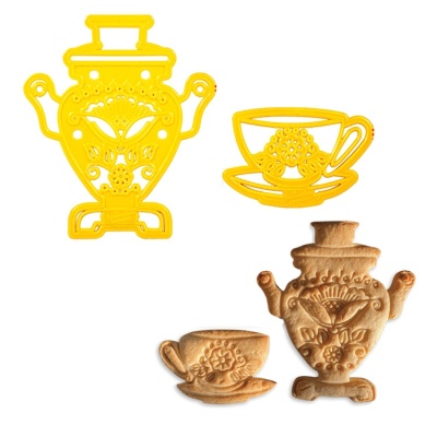 картинка Набор пластиковых вырубок - "Чаепитие. Самовар и чашка" от магазина Crumble-shop.ru