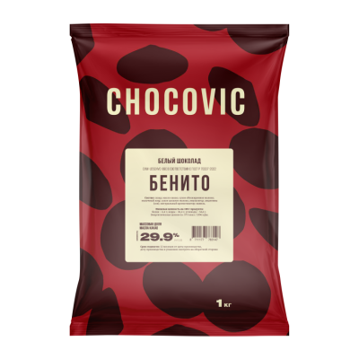 картинка Шоколад Chocovic БЕНИТО Белая шоколадная масса, 1 кг от магазина Crumble-shop.ru