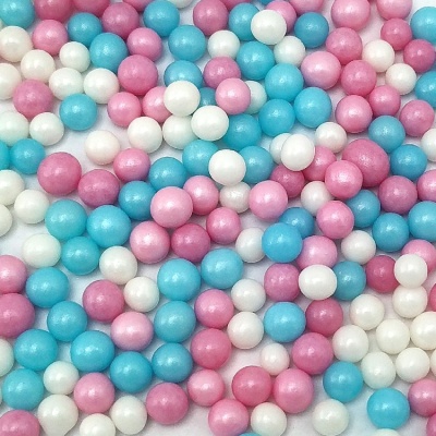 картинка Сахарные бусинки - Микс перламутровый (роз/гол/бел), 8 мм, 25 гр от магазина Crumble-shop.ru