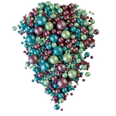 картинка Драже рисовое в глазури - "МИКС 123 темная бирюза/бирюза/изумруд/сиреневый", 1,5 кг от магазина Crumble-shop.ru