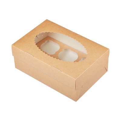 картинка Коробка на 6 капкейков с окном (ECO MUF 6), 150 шт от магазина Crumble-shop.ru