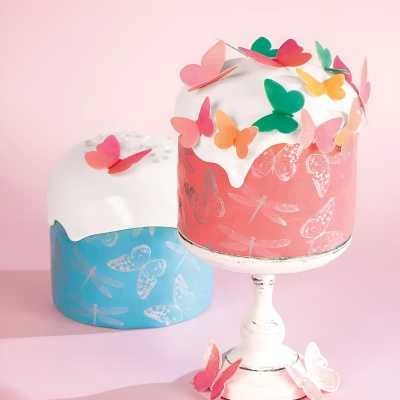 картинка Бумажная куличная форма - "Бабочки и стрекозы", 90/90 мм 200 гр (50 шт) от магазина Crumble-shop.ru