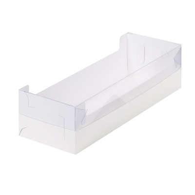 картинка Коробка под рулет с прозрачной крышкой 300*110*80 (белая) от магазина Crumble-shop.ru