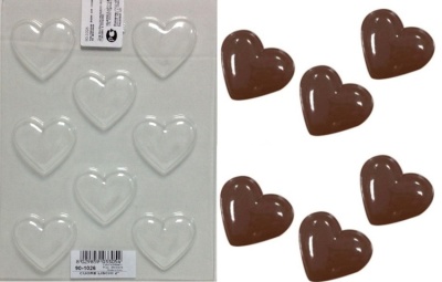 картинка Форма для отливки шоколадных фигурок - "Большие сердца" (90-1026) от магазина Crumble-shop.ru