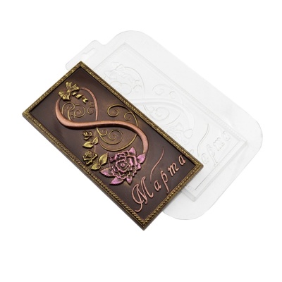 картинка Форма пластиковая для отливки шоколада - "Плитка 8 Марта 2" от магазина Crumble-shop.ru