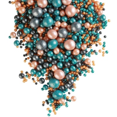 картинка Драже рисовое в глазури - "МИКС 172 темная бирюза/персик/черный ", 1,5 кг от магазина Crumble-shop.ru