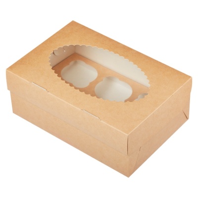 картинка Коробка на 6 капкейков с окном (ECO MUF 6), 25 шт от магазина Crumble-shop.ru