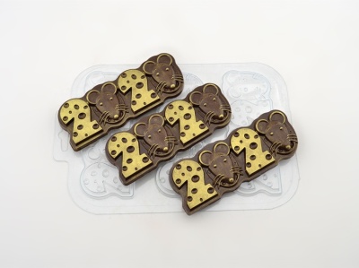 картинка Форма пластиковая для отливки шоколада - "Шоко-Мышки-2020" от магазина Crumble-shop.ru