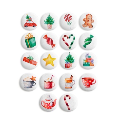 картинка Сахарные фигурки - "Медальоны Рождество" d35х25мм (63 шт) от магазина Crumble-shop.ru