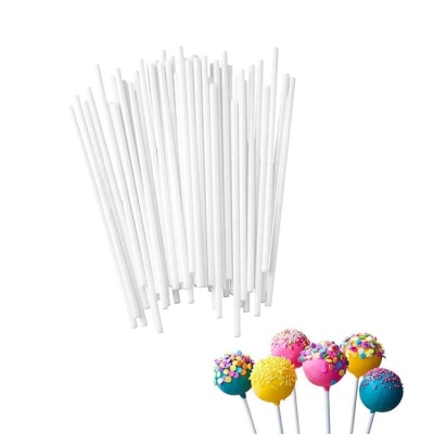 картинка Палочки пластиковые для Кейк Попсов, белые гладкие (15 см, 100 шт) от магазина Crumble-shop.ru