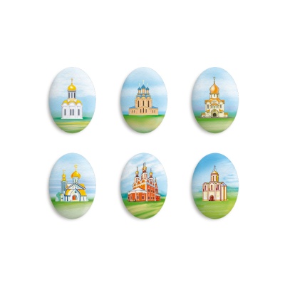 картинка Сахарные медальоны - "Храмы" d35х25мм (63 шт) от магазина Crumble-shop.ru