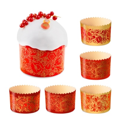 картинка Бумажная куличная форма - "Красная пасха", 134/100 мм 500 гр (5 шт) от магазина Crumble-shop.ru