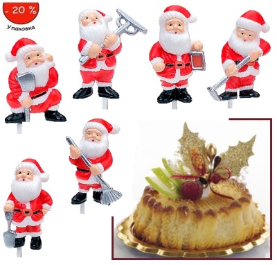 картинка Пластиковые фигурки - "Дед Мороз с инструментом", 48шт. (14335) от магазина Crumble-shop.ru