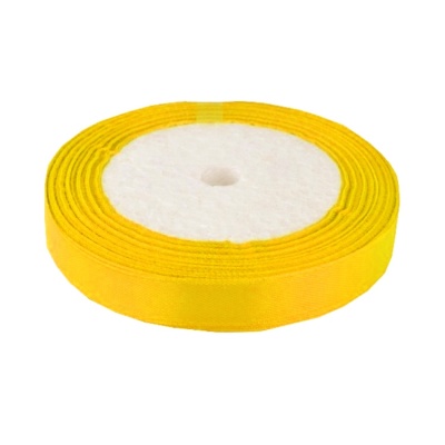 картинка Лента атласная - Желтая, 12 мм (32,9 м) от магазина Crumble-shop.ru