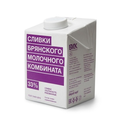 картинка Сливки ультрапастеризованные, 33% "Брянский МК", 0,5 л от магазина Crumble-shop.ru