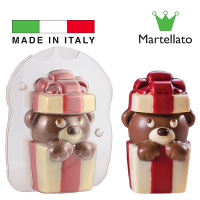 картинка Форма для отливки шоколадных фигурок - "Мишка в подарке" (MAC 408S) от магазина Crumble-shop.ru