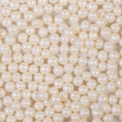 картинка Драже рисовое в глазури - "Белый жемчуг 6 мм", 50 гр от магазина Crumble-shop.ru