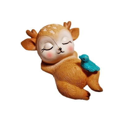 картинка Молд силиконовый 3D - "Спящий олененок с птичкой" от магазина Crumble-shop.ru