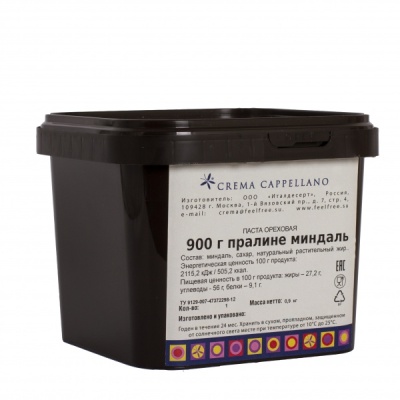 картинка Паста ореховая с миндалем "Пралине миндаль", 900 гр. от магазина Crumble-shop.ru