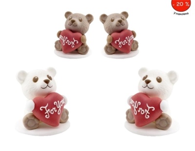 картинка Сахарные фигурки - "Медведи с сердцем", 40шт. (20024) от магазина Crumble-shop.ru
