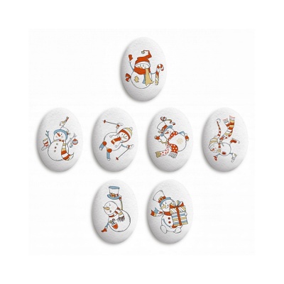 картинка Сахарные фигурки - "Медальоны Снеговички" d35х25мм (63 шт) от магазина Crumble-shop.ru