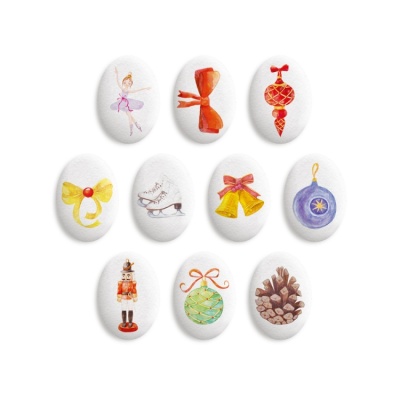 картинка Сахарные фигурки - "Медальоны Новый год" d35х25мм (63 шт) от магазина Crumble-shop.ru