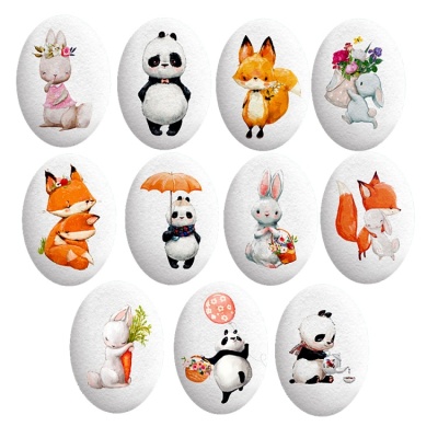 картинка Сахарные фигурки - "Медальоны Лисички/зайчики/панды" d35х25мм (300 шт) от магазина Crumble-shop.ru